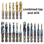 Multi functional HSS drilling tapping integrated spiral tap hand held electric drill tap tool (New)
