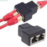 Ethernet Splitter Rj45 Cable Coupler 1 to 2 Female Adapter (New)