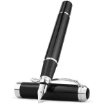 STONEGO 0.38mm Extra Fine Nib Fountain Pen, Black Metal Calligraphy Writing Gift Pen (New)