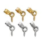 20 Stainless Steel Screw Eye Pins Bail Top Drilled Beads End Pendant Charms (New)