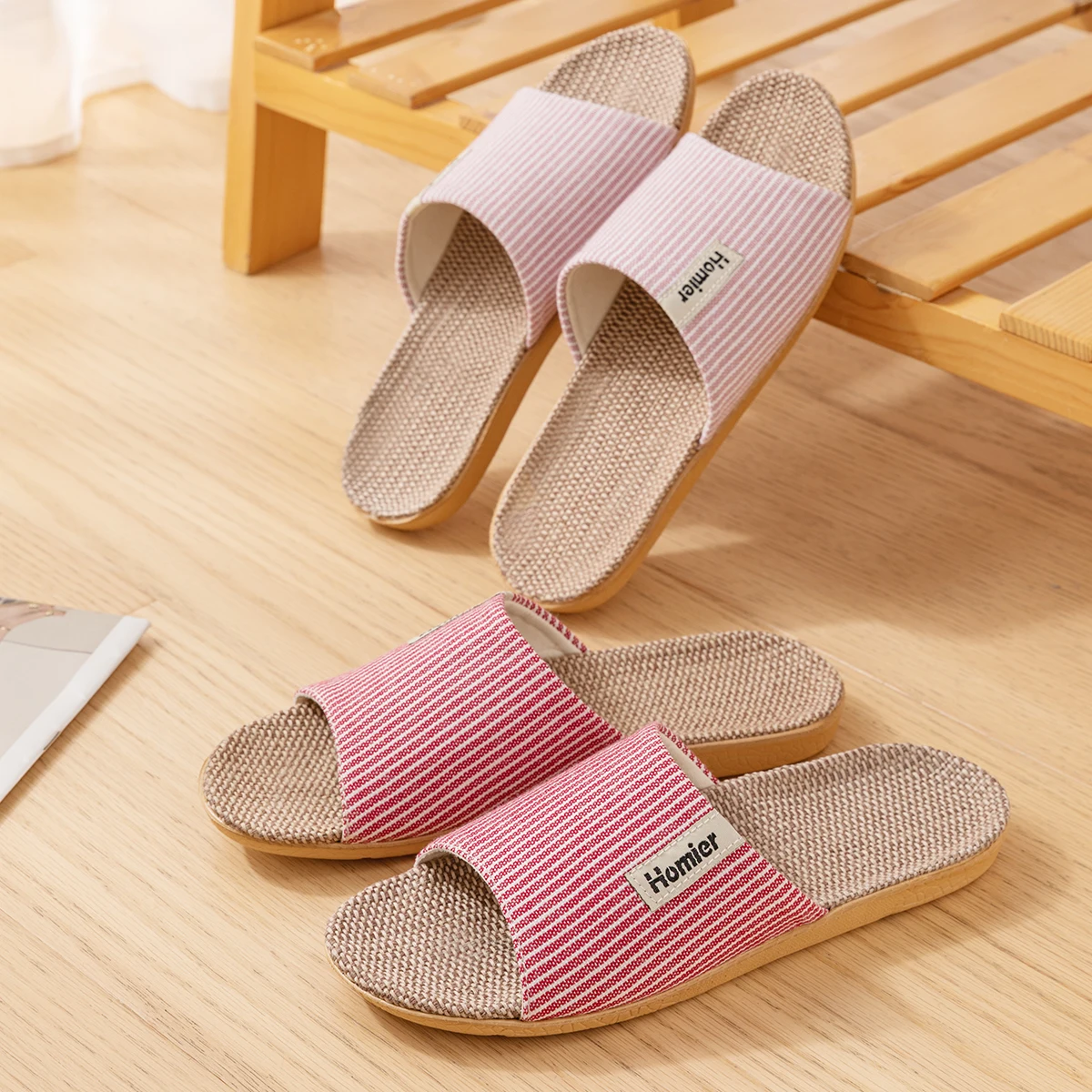 S027c755ac51740019e825c1eb251ee3bn Fabric Unisex Slippers Summer Slip On Indoor Slippers Non Slip Breathable Home Slippers (New) - Image 1