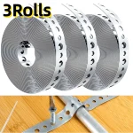 1 3Rolls Galvanized Steel Tape Pre Punched Multi Slot Metal Tape for Pipe Support Sheet Metal (New)