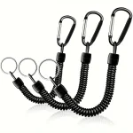 Spring Coil Keychains,Retractable Wrist Strap Safety Rope,8.46" To 47" Extendable,with Carabiner and Ring (New)