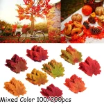 100 200 Artificial Silk Maple Leaf Autumn Fake Leaves Garland Maple Leaves Vine Thanksgiving (New)