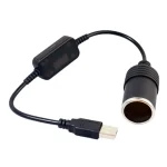 1 5V 2A USB To 12V Cigarette Lighter Socket USB Male to Female (New)