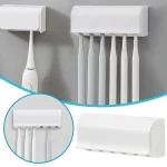 Dustproof Wall Mounted Toothbrush Holder with Cover Self Adhesive 6Slots Toothbrush Storage Organizer (New)