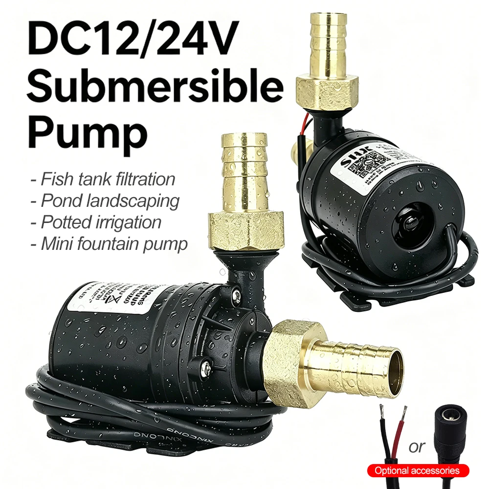 S0432056ab35c49879e535f7bb8e341f7i Ultra Quiet Water Pump Mini DC12V 24V Brushless Motor Submersible Aquarium Water Pump Adapter (New) - Image 1