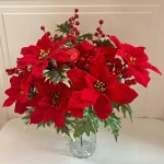1 3 Christmas simulation bouquet poinsettia flannel flower head pine needle Christmas ball Christmas (New)