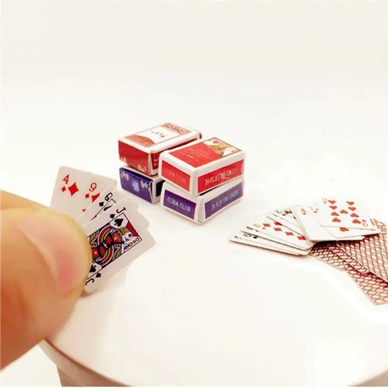 S04745afd345e4e30b5eb12d956b91a98q Mini Cute 0.05 Dollhouse Miniatures Poker Home Decoration Poker Cards Playing Game for (New) - Image 1