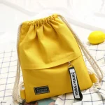1  Canvas School Bag Double Shoulder Drawstring Backpack Drawstring Pocket Portable Casual (New)