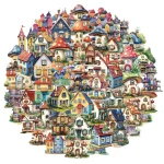 50 Fairy Tale House PET Material Stickers DIY Luggage Speaker Water Cup Notebook (New)