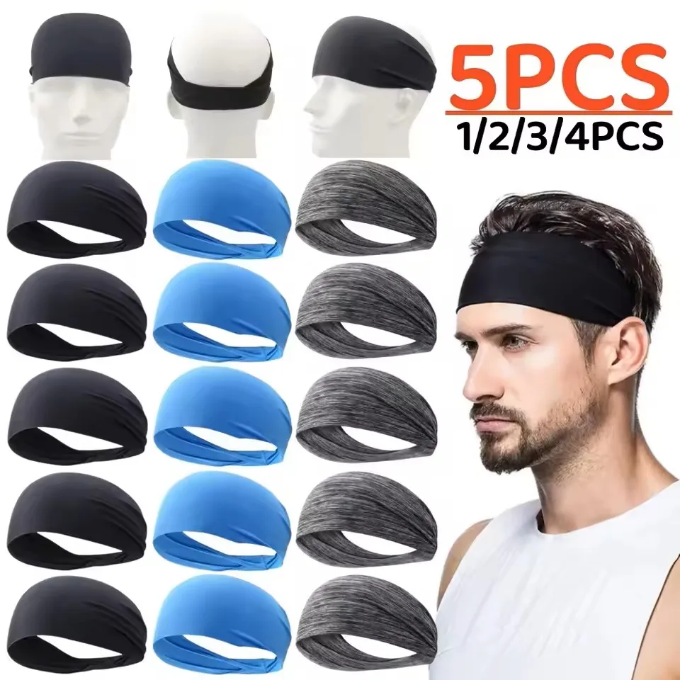S07769dc7616e462b882c428d290dbab12 Elastic Sports Headbands Sweat Absorption Headdress Quick Dry Workout Headband Anti slip Breathable Sweatbands (New) - Image 1