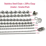 2 5Meter Lot Stainless Steel Ball Chain Necklaces Making with 20 Clasp Connectors   for (New)