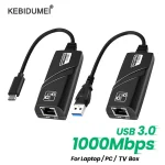 10 100 1000Mbps USB 3 Wired Network Card USB to RJ45 Type C to RJ45 (New)