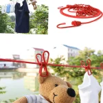 1 Portable Clothesline With 12 Clips Polychrome Outdoor No Punching Required Travel Camp (New)