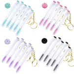 5 Lot Eyelash Brushes Tubes With Keychain Lash Brush In Clear Container Disposable Eyelash (New)