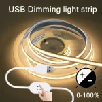 LED COB Light Strip Touch Dimmer Flexible Diode Tape 5V USB Linear Indoor (New)