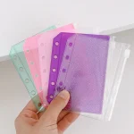 2 M5 Notebook Zipper Bag Loose leaf Exercise Book Glitter Transparent Pink Card Photo (New)