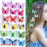 10 Hair Accessories Butterfly Hair Clips PVC Simulation 3D Butterfly Hairpin Mixed Color (New)