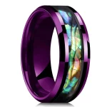 Fashion Purple Color Men Titanium Steel Rings Inlay Colorful Abalone Shell Stainless Steel (New)