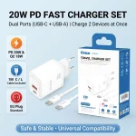 For iPhone Charging Kit 20W Dual Port Charger USB A Type C PD (New)