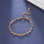 Skyrim Friendship Paperclip Link Chain Men Women Girls Stainless Steel Gold Color Bracelets (New)