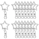 15 Sets Star shaped Spring Clip Keychain Holders, 15 Keychains and 15 Small Rings, (New)