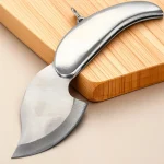 1 Silver Leaf Stainless Steel Sharp Folding Pocket Keychain Knife Outdoor Survival Tool (New)