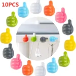 1 4 10 Silicone Thumb Wall Hook Cable Management Wire Organizer Clips Wall Hooks Hanger (New)