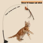 Simulated Bird Cat Toys Upgraded Epoxy Sucker Steel Wire Long Rod Feather Cat (New)