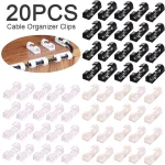 5 20 Cable Organizer USB Cable Winder Desktop Tidy Cable Management Clips Cord Holder (New)