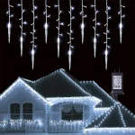 Christmas Garland LED Icicle Curtain String Lights Droop Outdoor Garden Street Wedding Decorative (New)