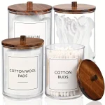 4 Pack Qtip Holder Dispenser Clear Plastic Apothecary Jar Containers Storage Box for (New)