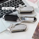 Folding Mini Hair Combs with Mirror For Travel hair styling tools Cartoon Hairbrush (New)