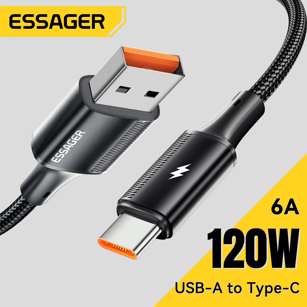 S0ef99b89371a442cb4643d2848d919ca5 Essager 6A USB Type C Cable Xiaomi 11 Realme (New) - Image 1
