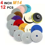 12 4 Inch 100mm Diamond Polishing Pads with 5 8" 11 Backer Pad Wet Dry (New)