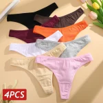 4 Set Seamless Cotton Panties for Women Sexy Low Rise Thong G String Panty Female (New)