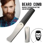 1 Foldable Anti Static Pocket Steel Comb Mens Oil Head Portable Beard Comb (New)