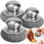 Stainless Steel Pot Brush with Handle Robust Metal Ball for Dishwashing 46032 Pieces (New)