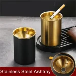 Ashtray Stainless Steel Ashtray With Lid Round Windproof Stainless Steel Smokeless Cigar Ashtray (New)