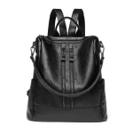 Women Soft Leather Backpack School Black Casual Multifunctional College Bag Large Capacity Shoulder (New)