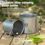 Stainless Steel Camping Mug with Folding Handle & Carabiner, Portable Outdoor Coffee Cup (New)