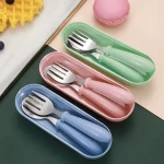 3 Children Spoon Forks Box Kids Stainless Steel Kids Cutlery Portable Baby Feeding (New)