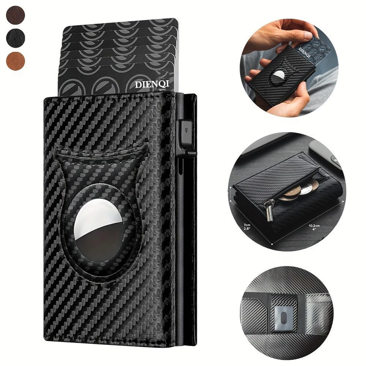 S121699a331bd4072854dbd8aa13043f2K Anti Theft Credit Card Holder Men Wallets Carbon Fiber Wallet For Apple Airtag (New) - Image 1