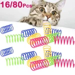 16 32 80 Cat Spring Toys Colorful Kitten Coil Spiral Springs Toy Durable Plastic Creative (New)