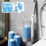 24 72 Disposable Toilet Brush Long Handle Wall mounted Wc Cleaning Tool Kit with Replaceable (New)