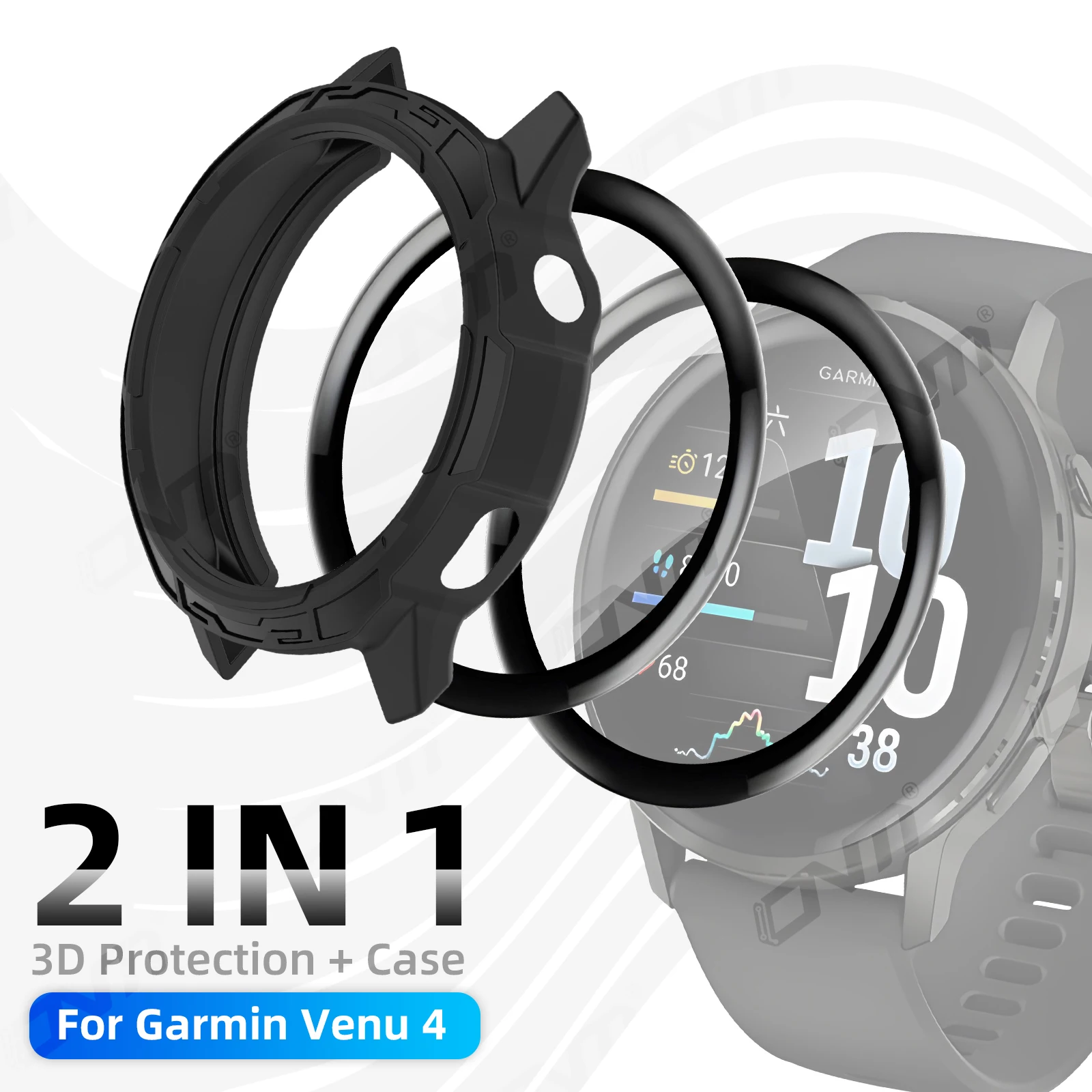 S1490ebaa716445d6aad87d02566bc3dfU 2-IN-1 Protective Film Case Garmin Venu 4 41mm 45mm, Screen (New) - Image 1