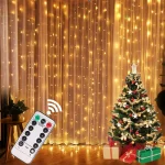 Christmas Lights LED Fairy String Curtain Lights 8 Mode Remote USB Festoon Christmas (New)