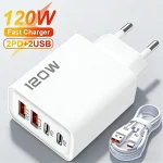 4 Ports 120W Charger Quick Charge 3 USB C PD Type C USB (New)