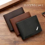 Mens leather short wallet thin wallet foldable minimalist soft leather wallet (New)